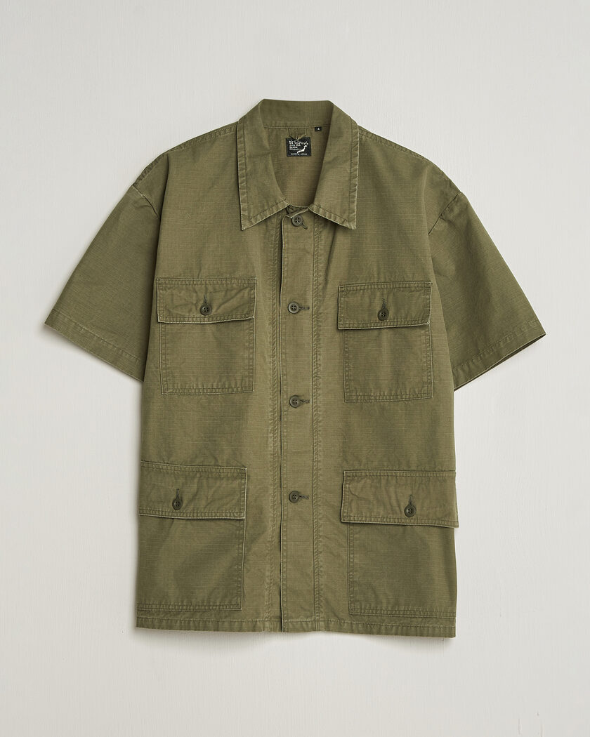 orSlow Short Sleeve Utility Shirt Army Green – Grön
