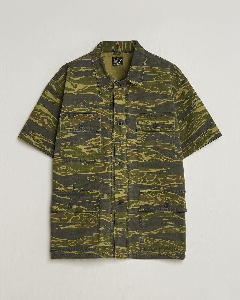 orSlow Short Sleeve Utility Shirt Tiger Camo – Grön