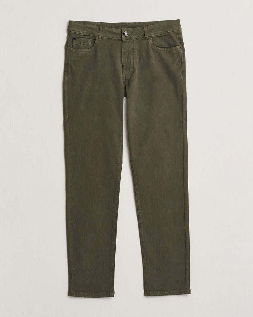 Oscar Jacobson Slim Fit 5-Pocket Chino Olive – Grön