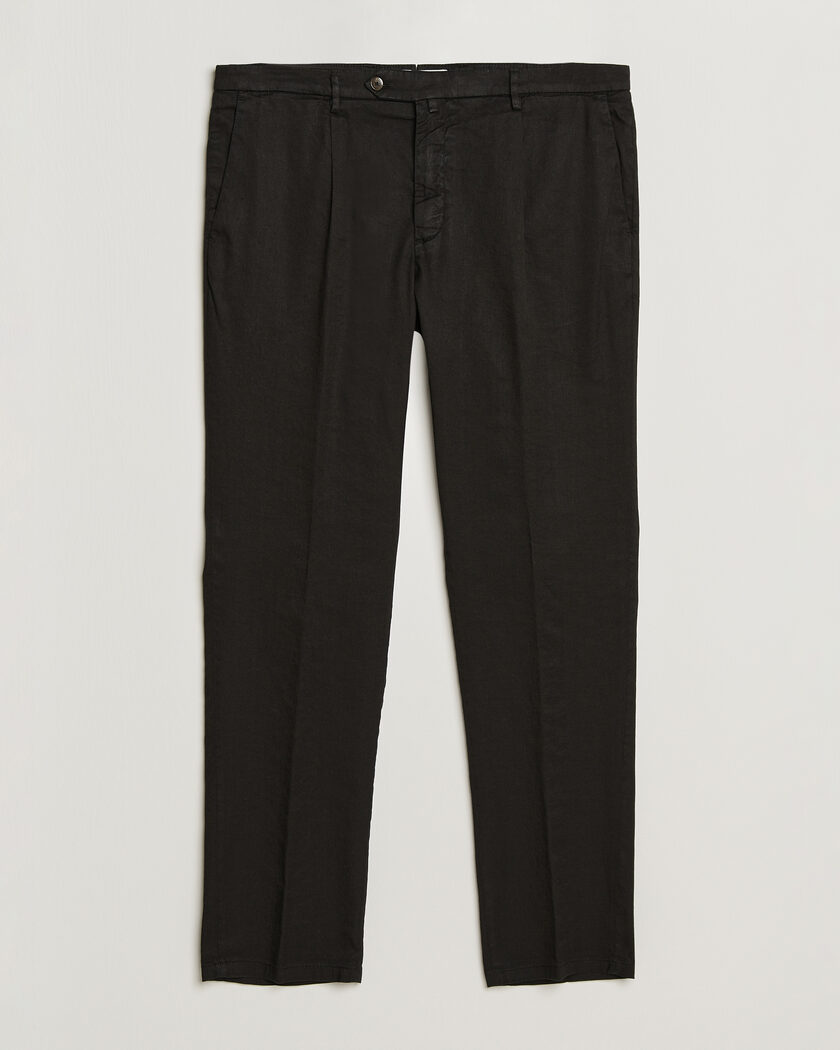 Briglia 1949 Pleated Linen Trousers Black – Svart