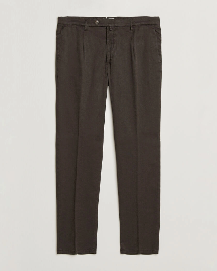 Briglia 1949 Pleated Linen Trousers Brown – Brun