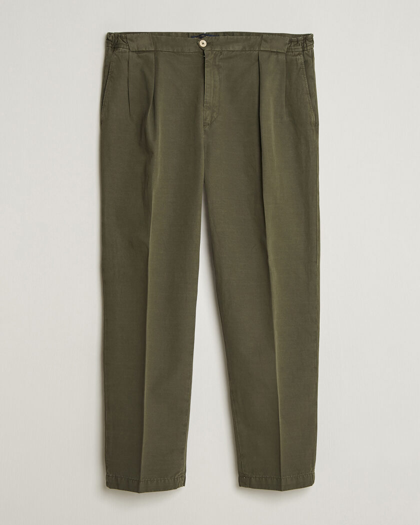 Briglia 1949 Portobello Loose Fit Cotton/Linen Trousers Olive – Grön