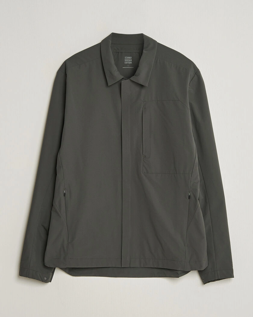 Scandinavian Edition Merge II Stretch Shirt Jacket Dark Olive – Svart