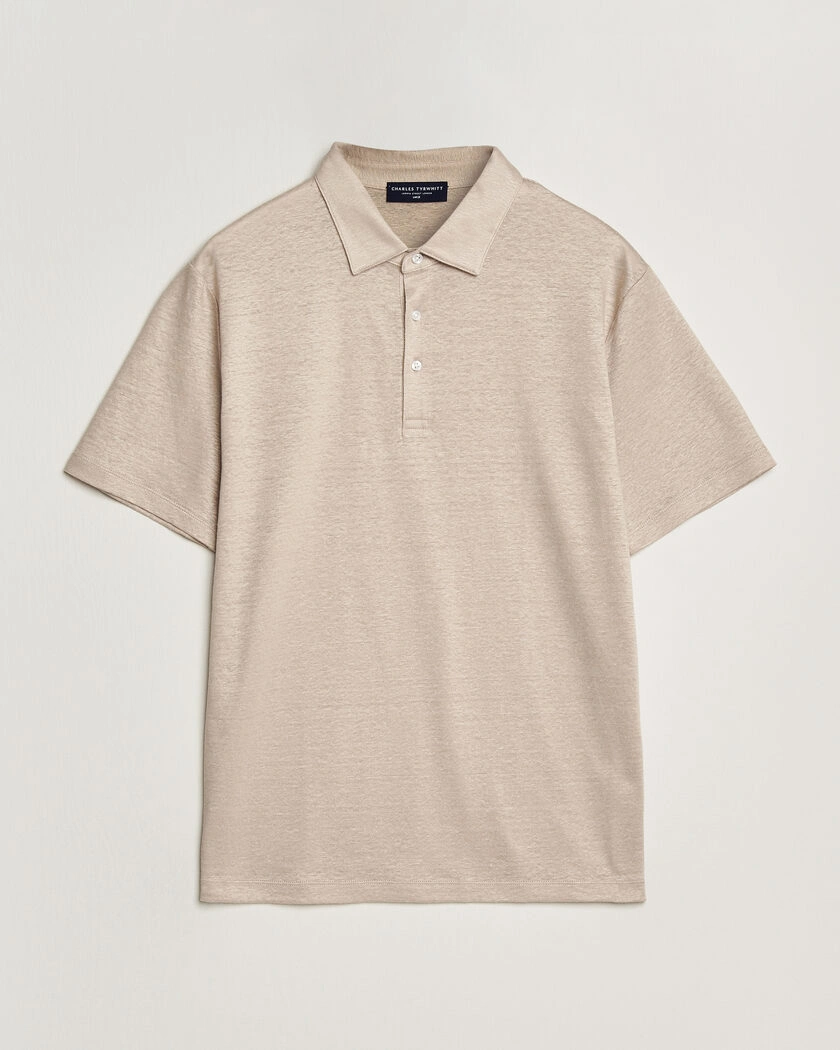 Charles Tyrwhitt Short Sleeve Linen Polo Oatmeal – Beige