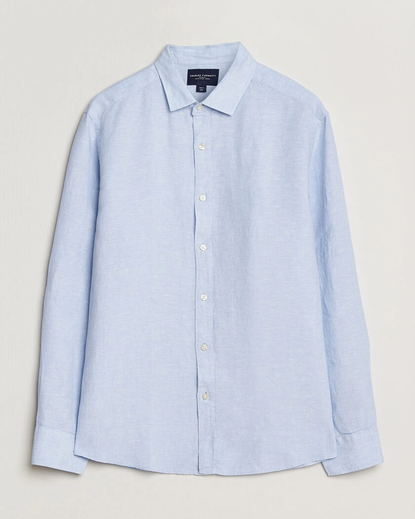 Charles Tyrwhitt Pure Linen Slim Fit Shirt Sky Blue – Blå