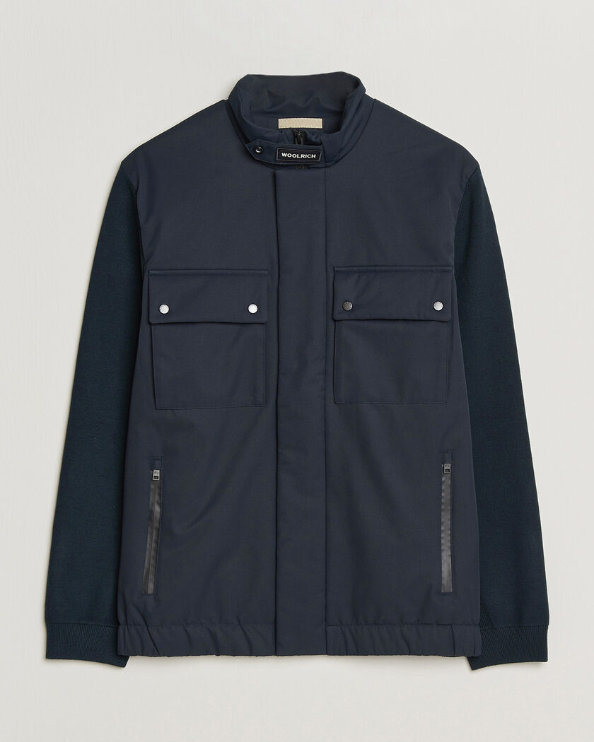 Woolrich Two Layers Hybrid Jacket Melton Blue – Blå