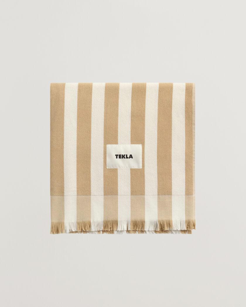 Tekla Organic Terry Beach Towel Almond Stripes – Flerfärgad