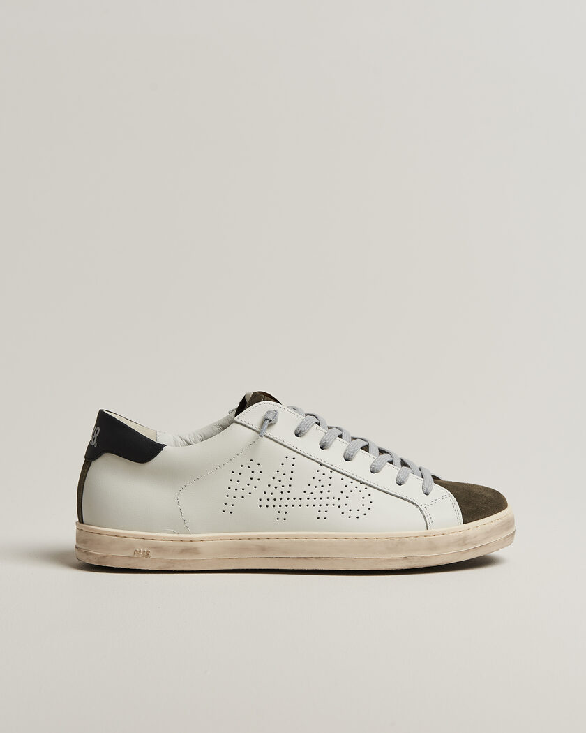 P448 John Leather Sneaker White/Olive – Vit