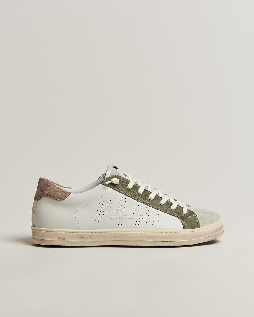 P448 John Leather/Suede Sneaker White/Olive/Grey – Flerfärgad