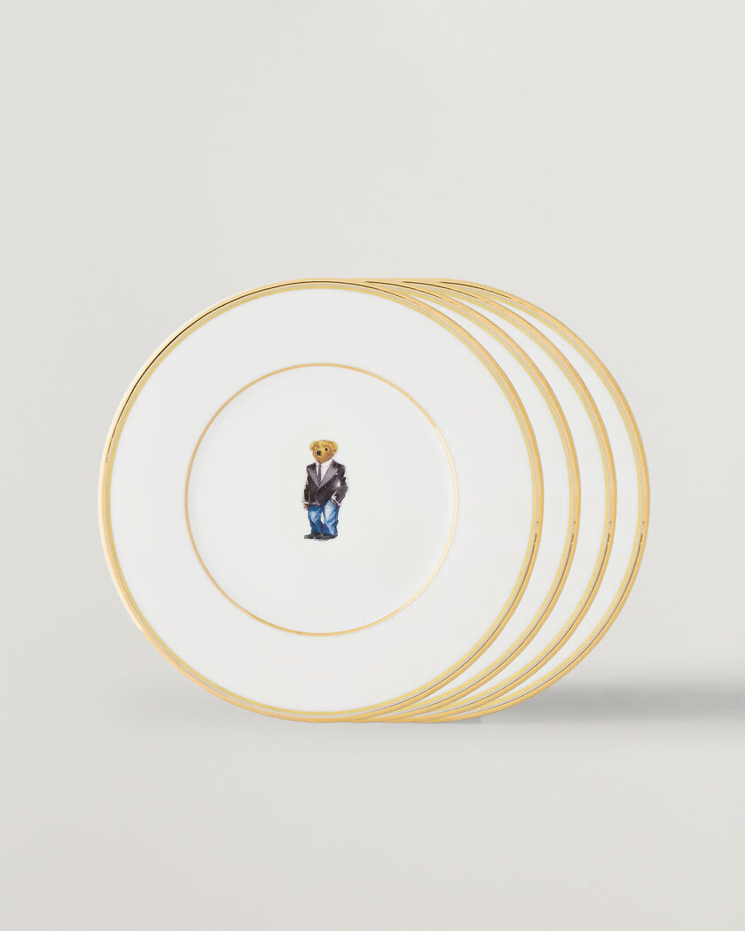 Ralph Lauren Home Wilshire Tuxedo Bear Plate Set White/Gold – Vit