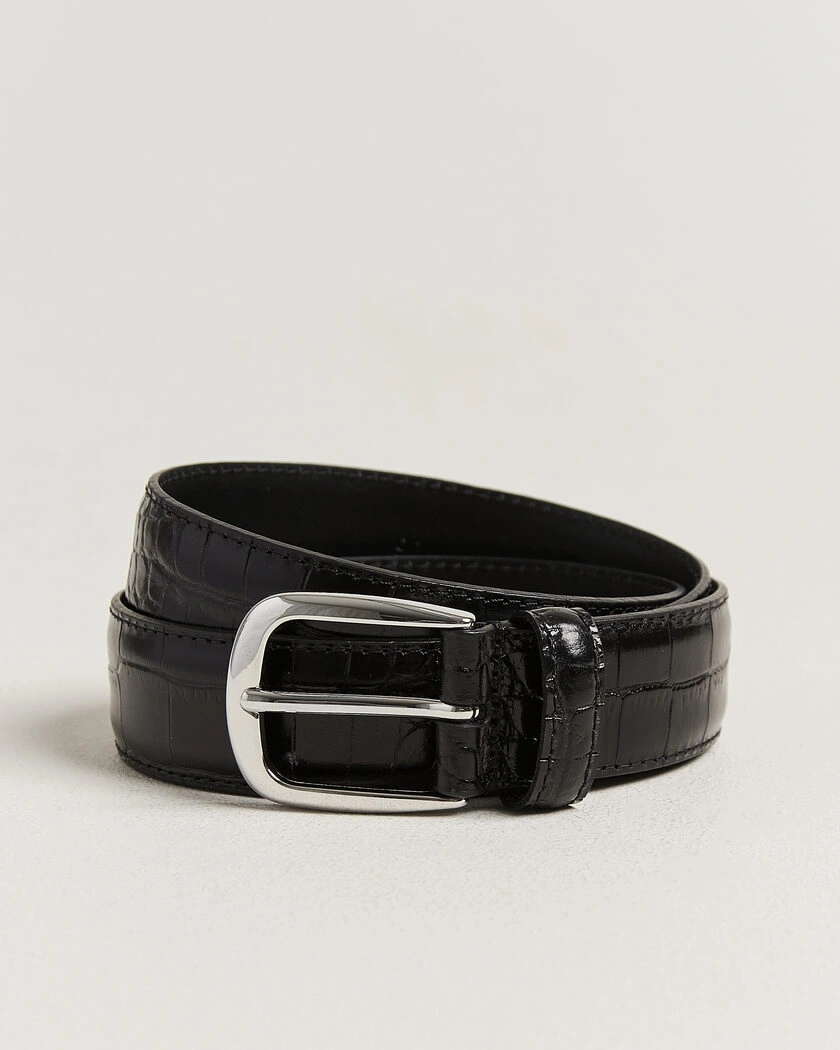 Anderson's Embossed Western Leather Belt Black – Svart