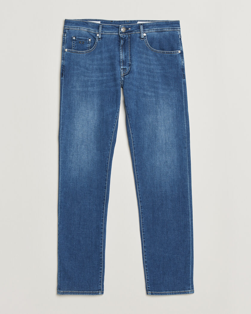 Tramarossa Michelangelo Contrast Seam Stretch Jeans Mid Blue – Blå