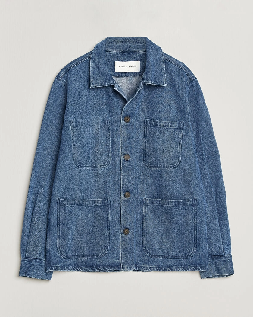 A Day's March Algot Denim Overshirt Washed Blue – Blå
