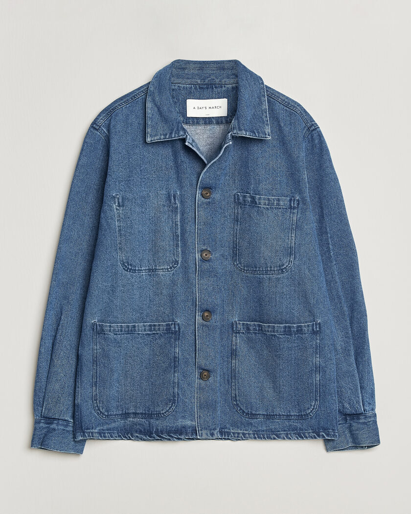A Day's March Algot Denim Overshirt Washed Blue – Blå