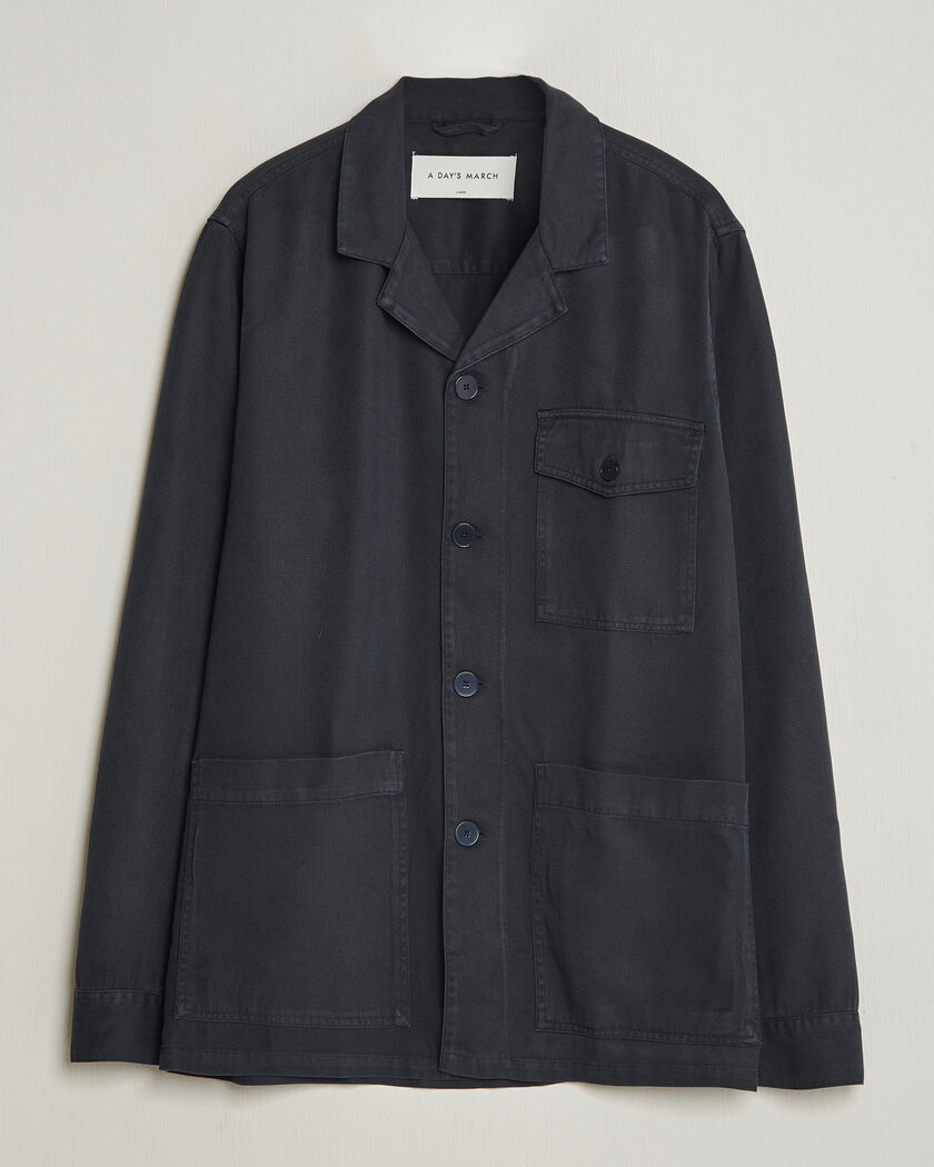 A Day's March Banagher Lyocell Overshirt Navy – Blå