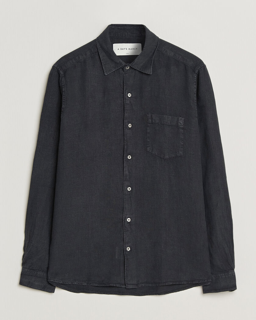 A Day's March Daintree Linen Shirt Off Black – Svart