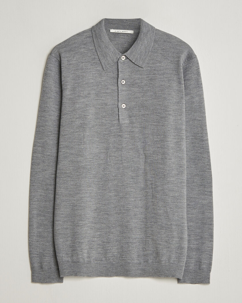 A Day's March Ambroz Merino Polo Grey Melange – Grå
