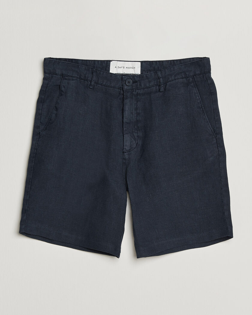 A Day's March Luny Linen Shorts Navy – Blå