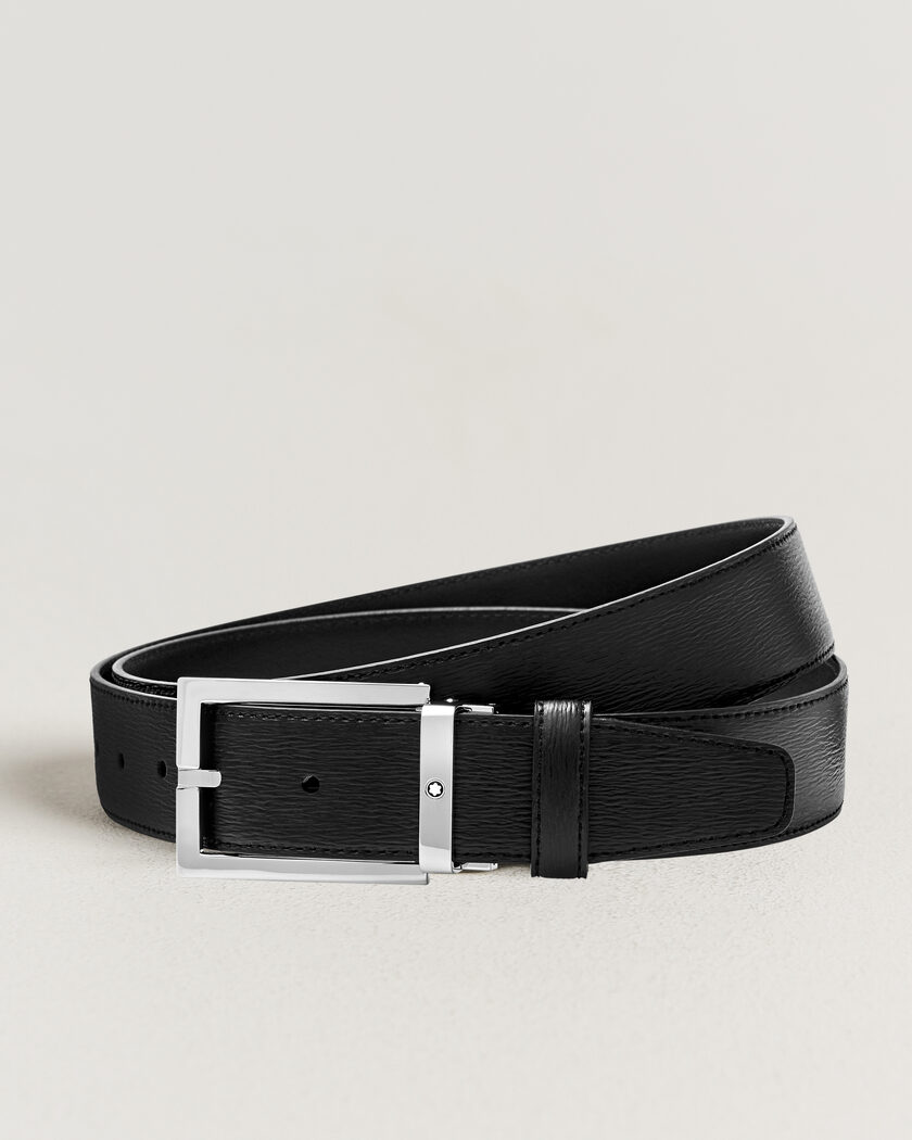 Montblanc Rectangular 35mm Leather Belt Black – Svart