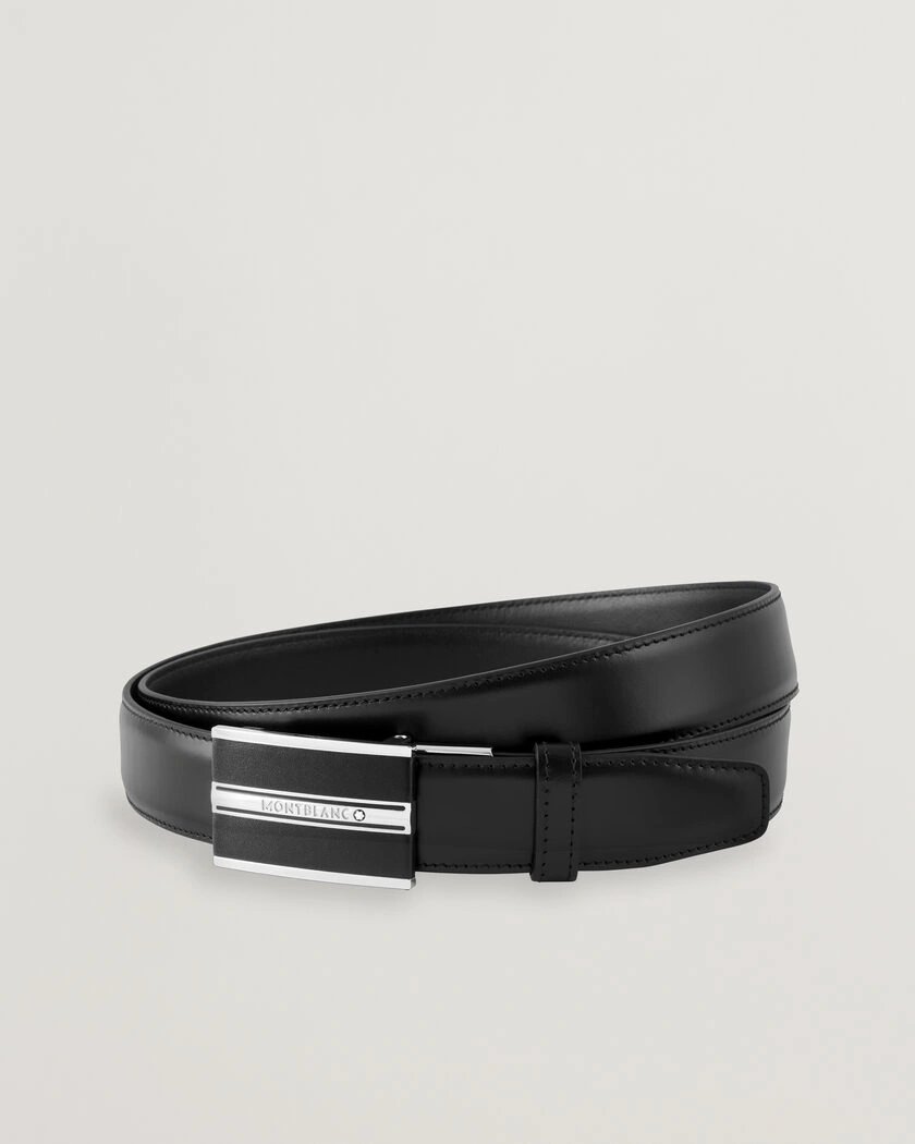 Montblanc Plate 30mm Leather Belt Black – Svart