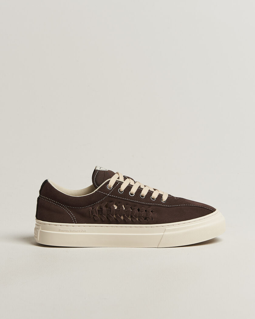 Stepney Workers Club Dellow 02 Woven Suede Sneaker Dark Brown – Brun