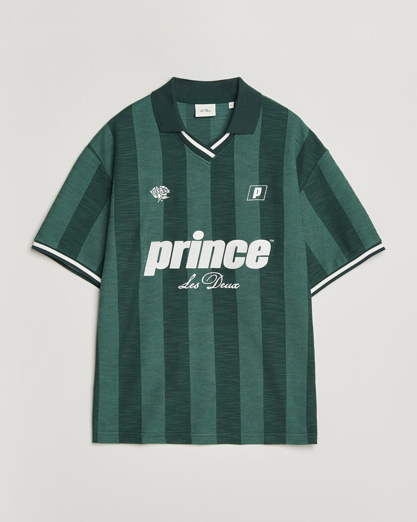 LES DEUX Prince Stripe Jaquard Polo Pineneedle Green – Grön