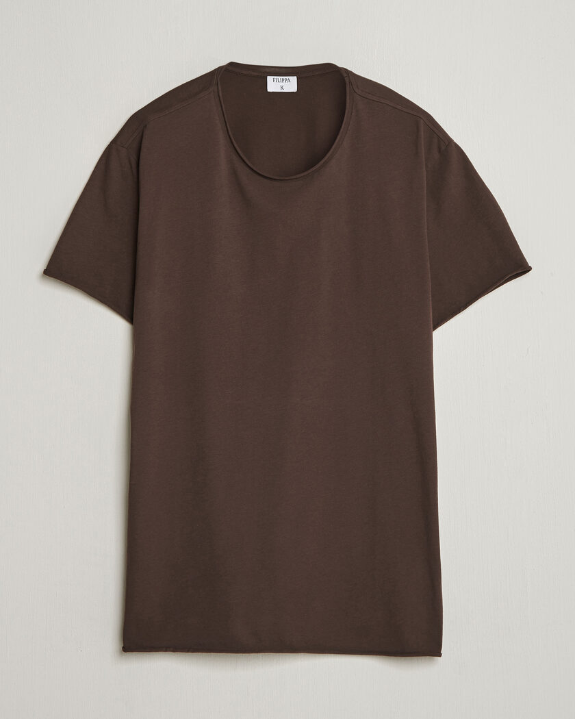 Filippa K Roll Neck Crew Neck T-Shirt Dark Chocolate – Brun
