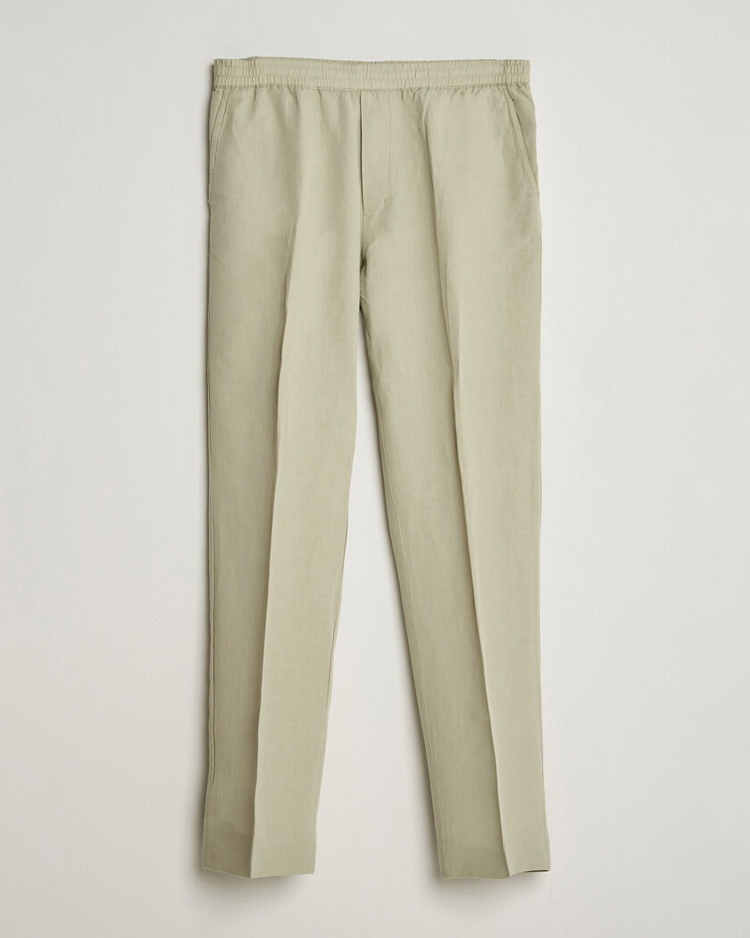 Filippa K Theo Relaxed Linen/Cotton Drawstring Trousers Light Green – Grön