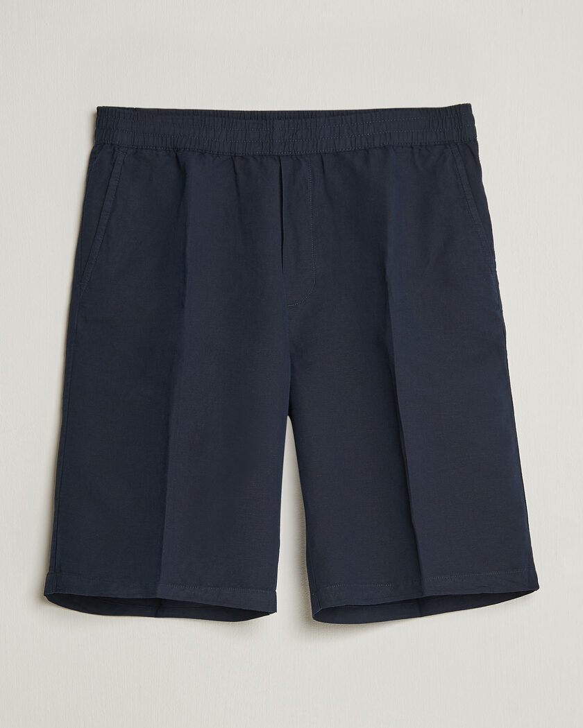 Filippa K Theo Relaxed Linen/Cotton Drawstring Shorts Navy, Herr, Linneshorts, Blå, Storlek 48