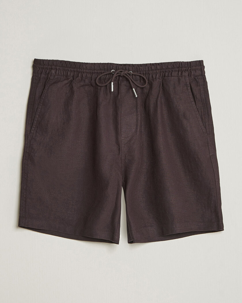 NN07 Gregor Linen Drawstring Shorts Dusky Port, Herr, Linneshorts, Brun, Storlek M