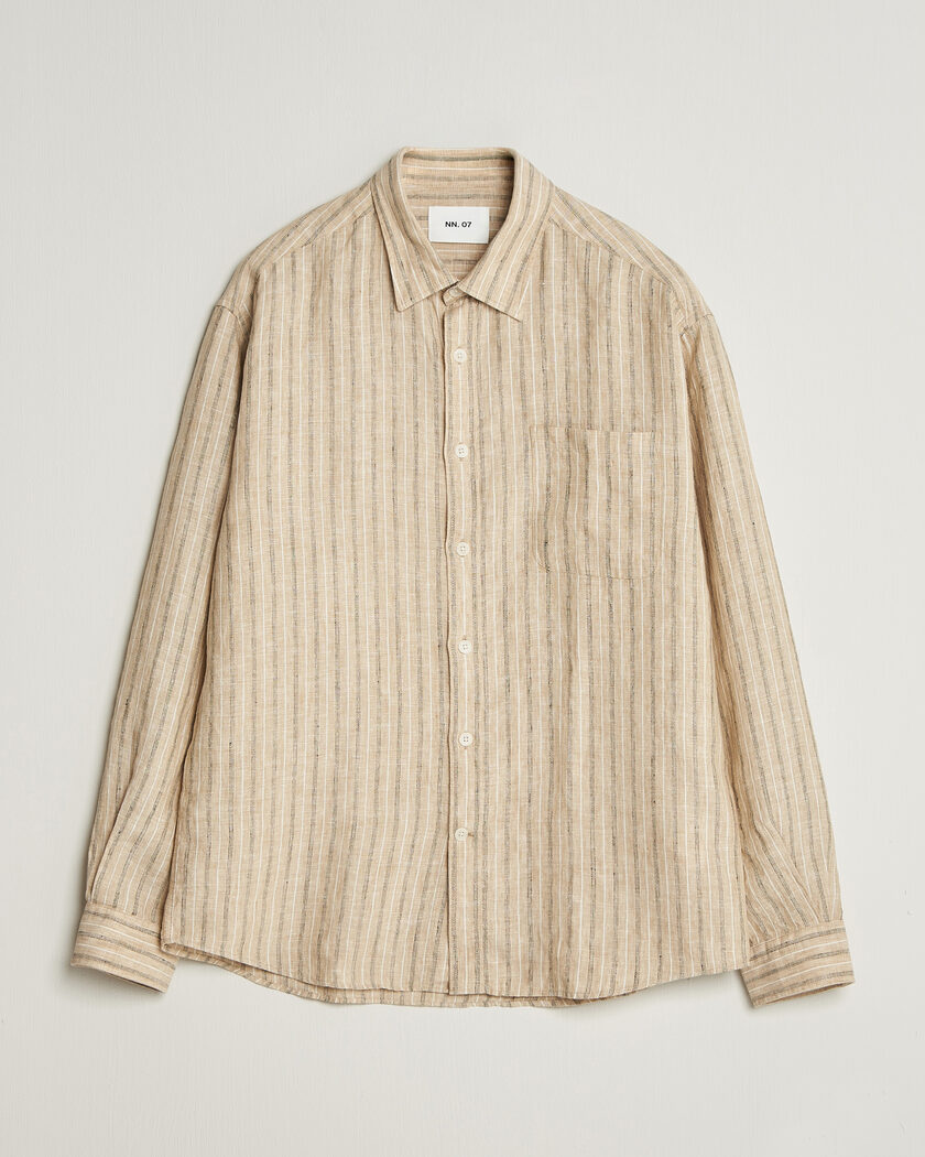 NN07 Deon Linen Shirt Black Stripe – Flerfärgad