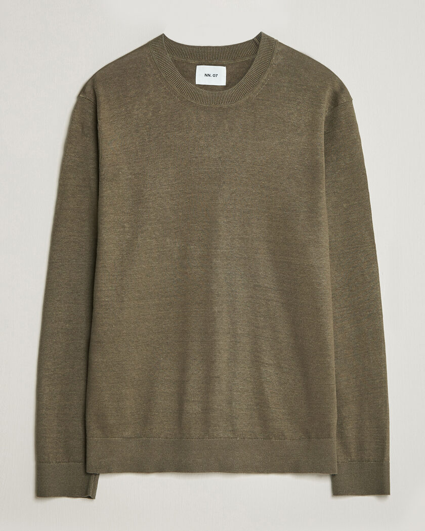 NN07 Ted Linen Knitted Sweater Capers Green – Grön