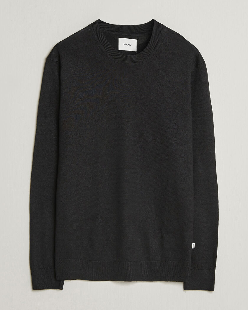 NN07 Ted Linen Knitted Sweater Black – Svart