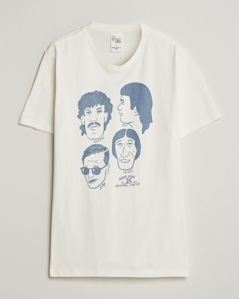Nudie Jeans Roy Fab Four T-Shirt Chalk White – Vit