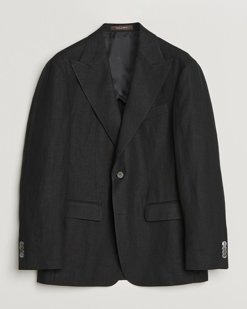 Oscar Jacobson Rufus Soft Linen Blazer Black – Svart
