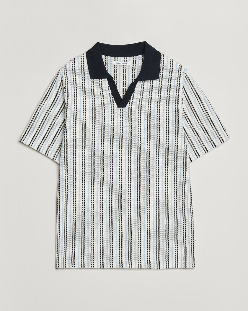 Samsøe Samsøe Mac Striped Knitted Polo Blue/White – Flerfärgad