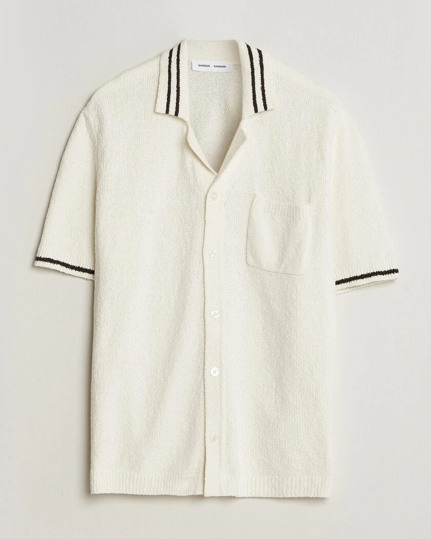 Samsøe Samsøe Pedro Knitted Short Sleeve Shirt Clear Cream – Vit