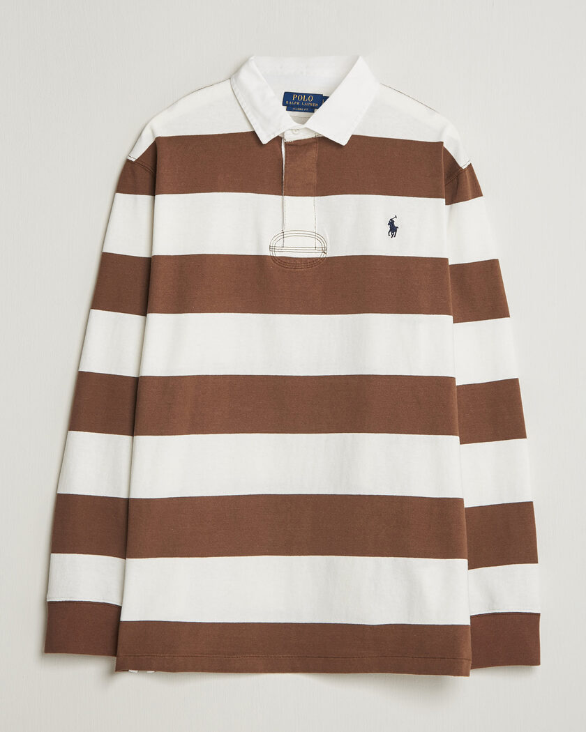 Polo Ralph Lauren Block Striped Rugby Pale Russet/Trophy Cream – Brun