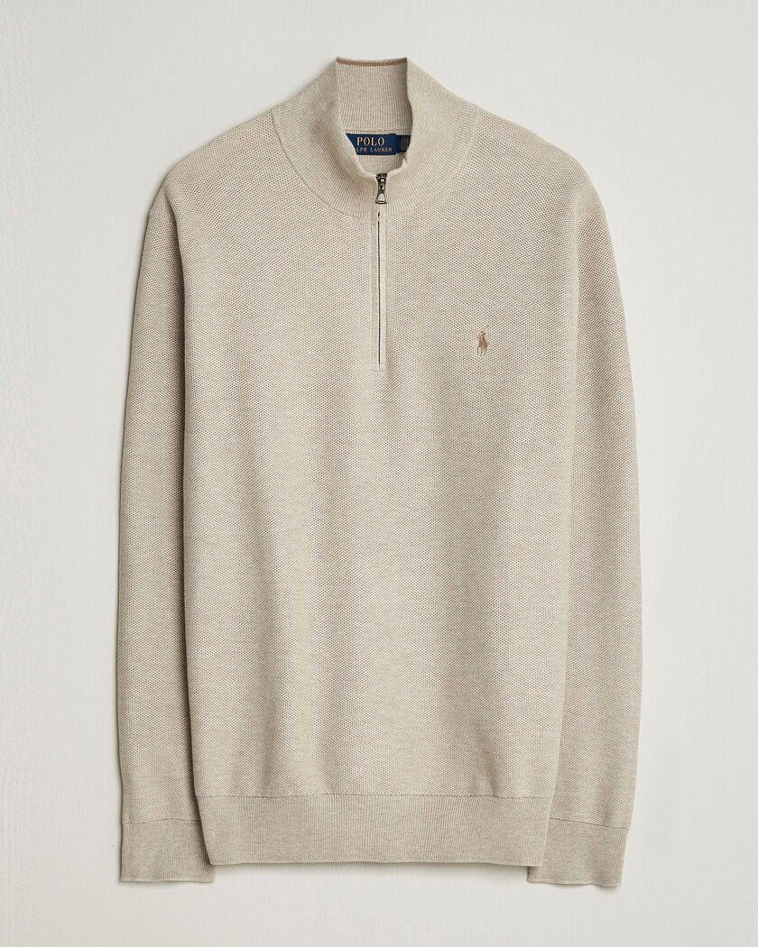 Polo Ralph Lauren Textued Half-Zip Light Walnut Brown Heather – Brun