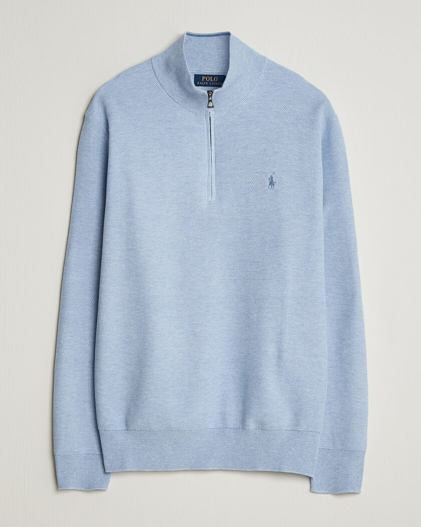Polo Ralph Lauren Textured Half-Zip Blue Hyacinth Heather – Blå