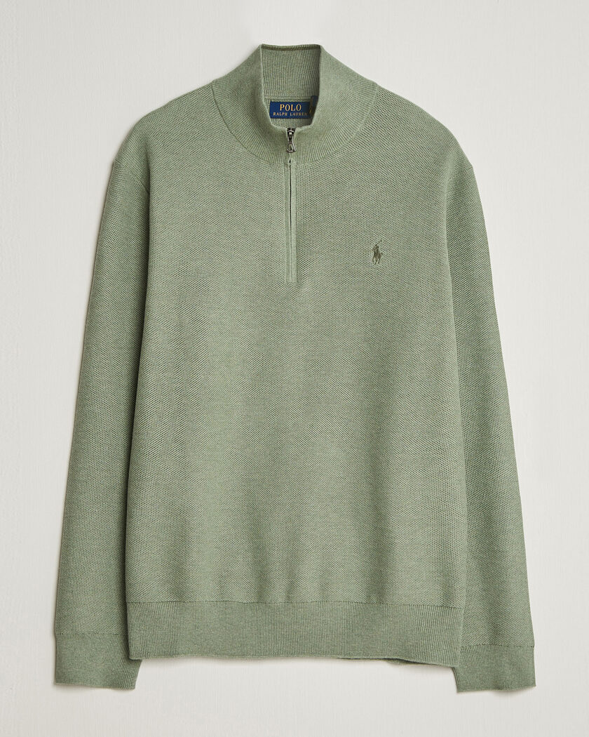 Polo Ralph Lauren Textured Half-Zip Fern Green Heather – Grön