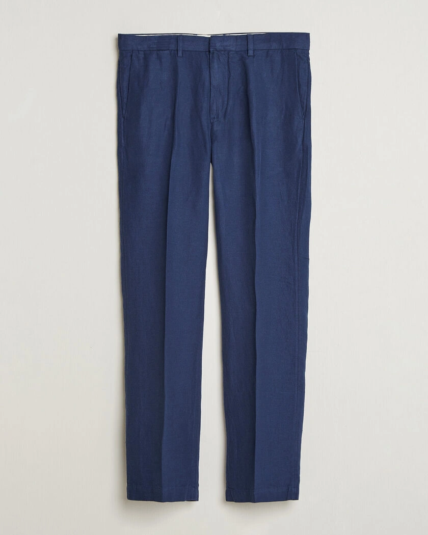 Polo Ralph Lauren Cotton/Linen Houndstooth Pants Newport Navy – Blå