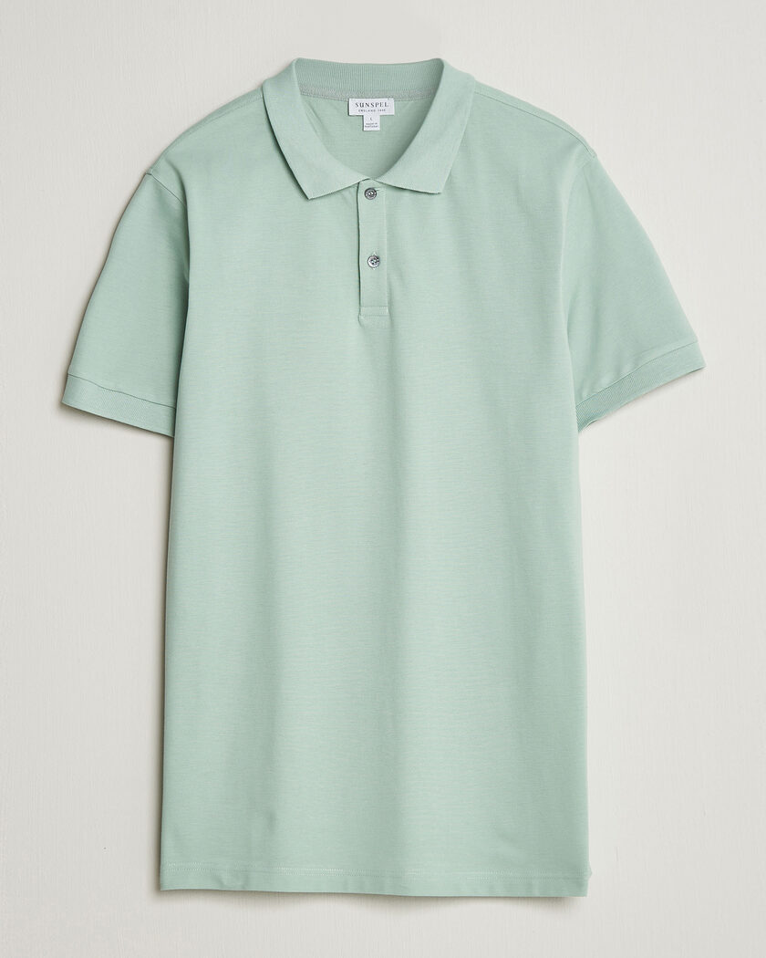 Sunspel Short Sleeve Pique Polo Laurel Green – Grön