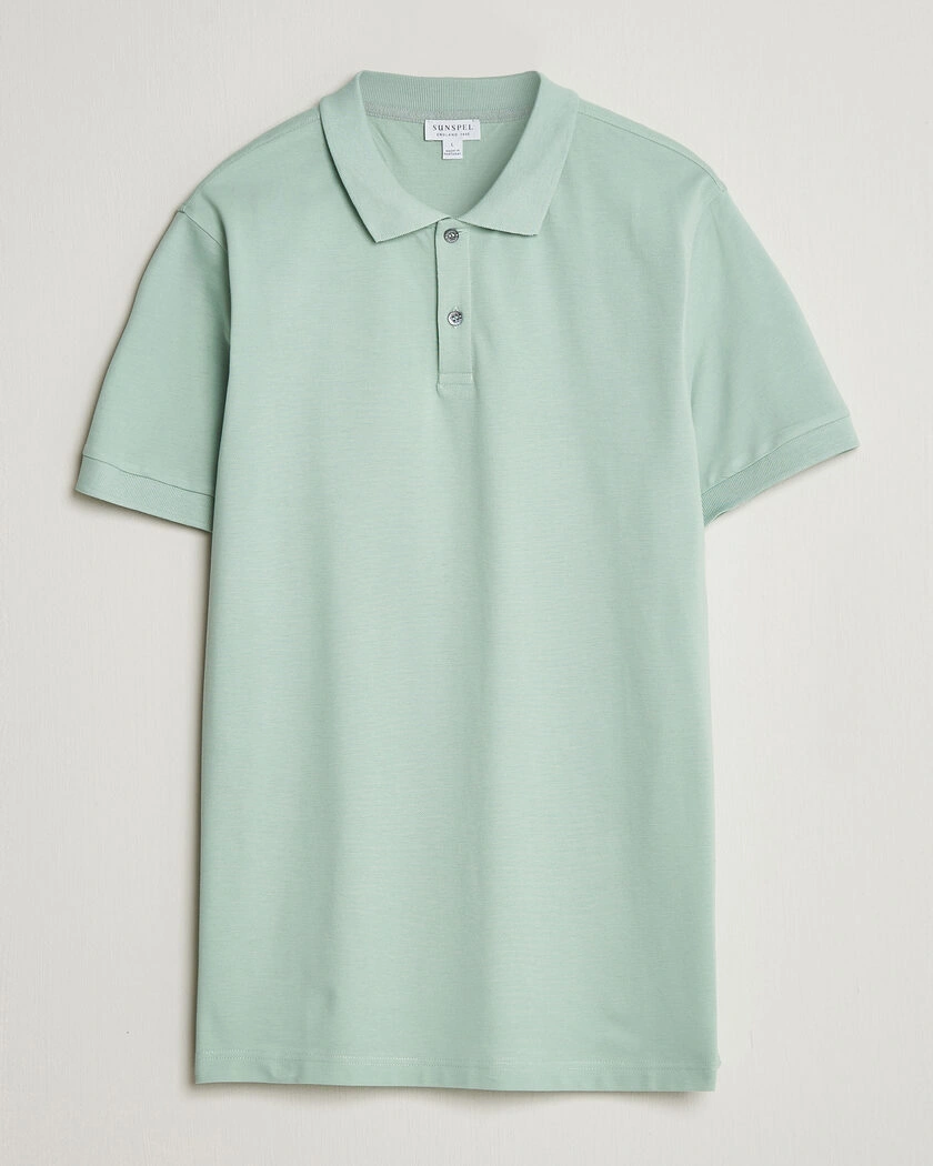 Sunspel Short Sleeve Pique Polo Laurel Green – Grön