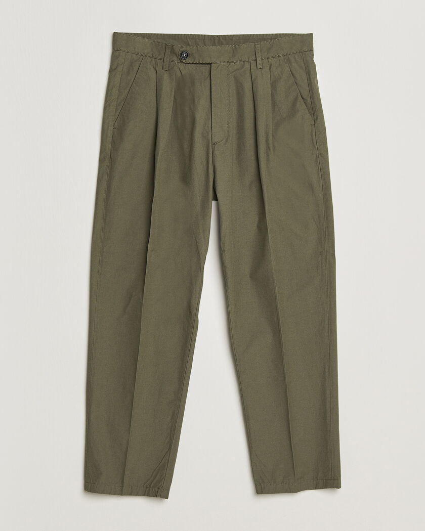 Massimo Alba Stan Pleated Chinos Military – Grön