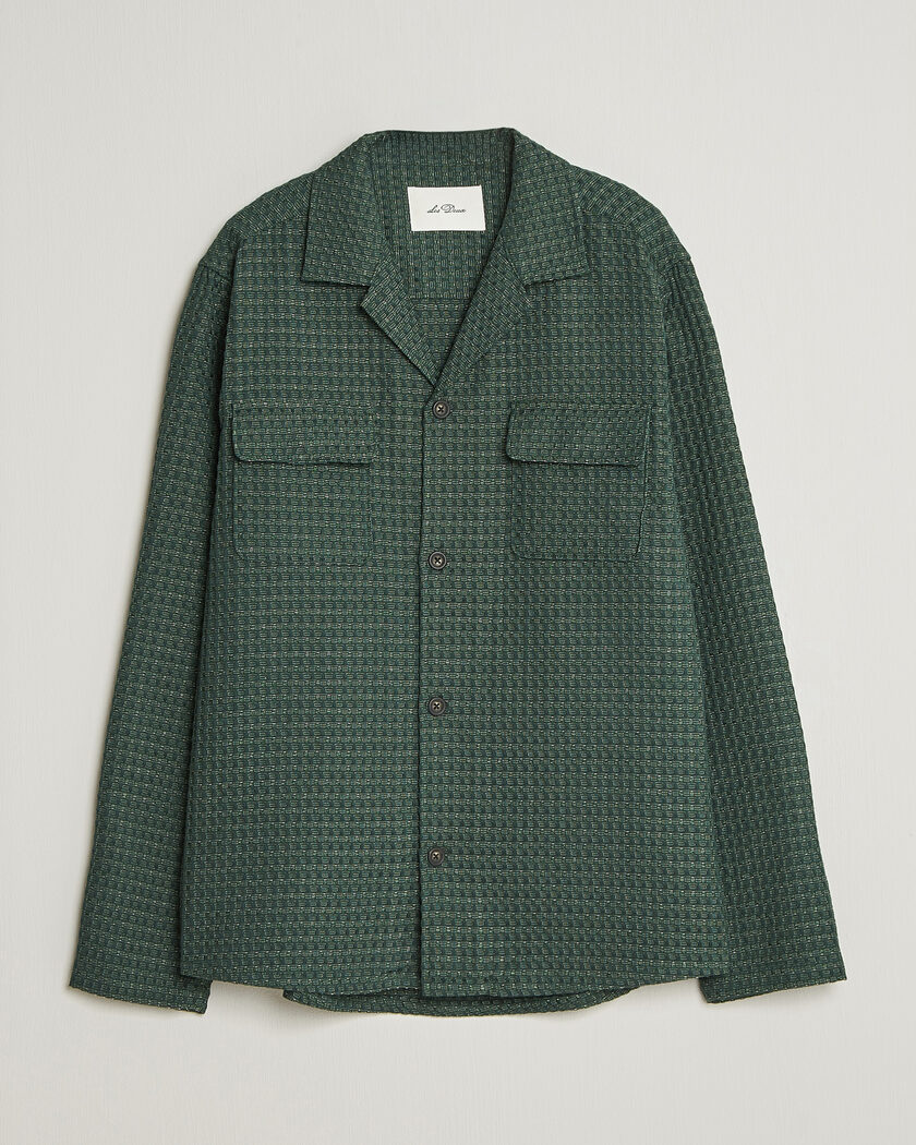 LES DEUX Check Seersucker Overshirt Pine Green – Grön