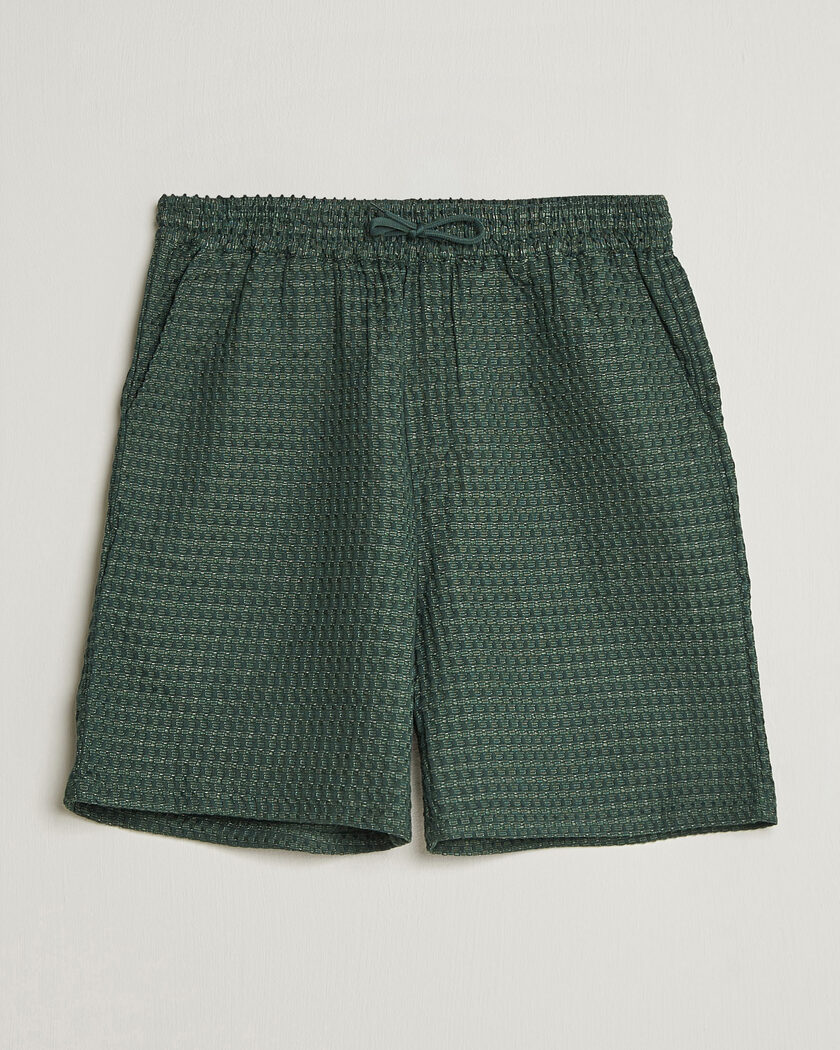 LES DEUX Check Seersucker Casual Shorts Pine Green – Grön