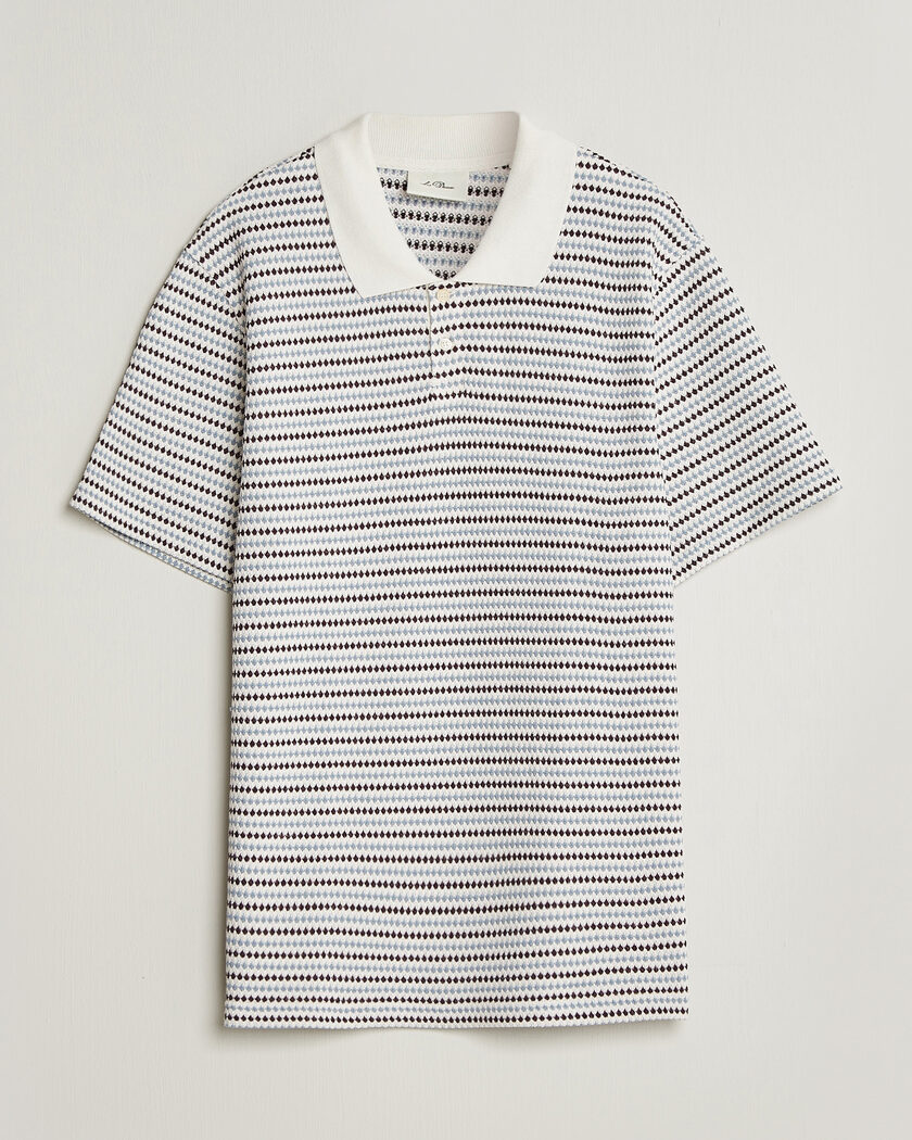 LES DEUX Knitted Stripe Polo Eggnog White – Vit