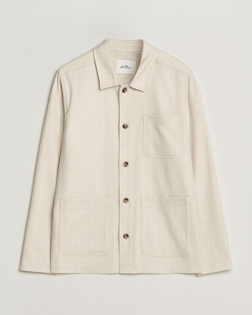Les Deux Herringbone Overshirt Ivory – Vit