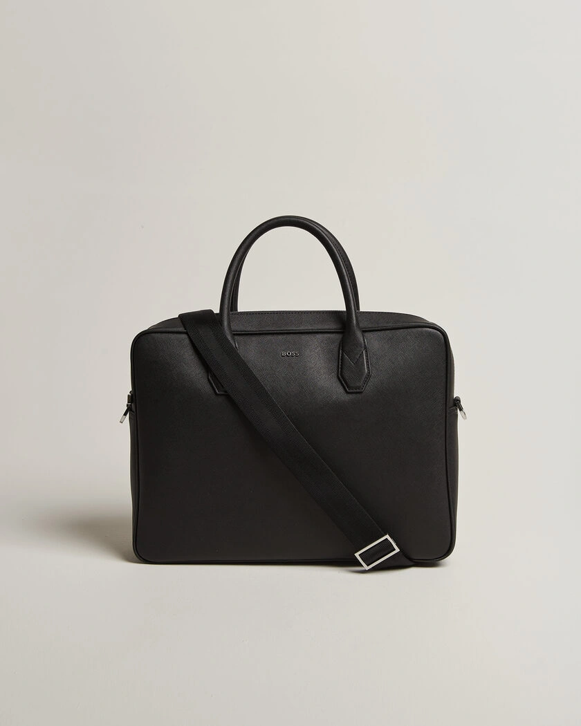 BOSS BLACK Northon Leather Document Case Black – Svart